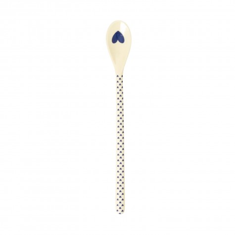 Cucchiaio lungo in melamina con stampa cuoricini blu |