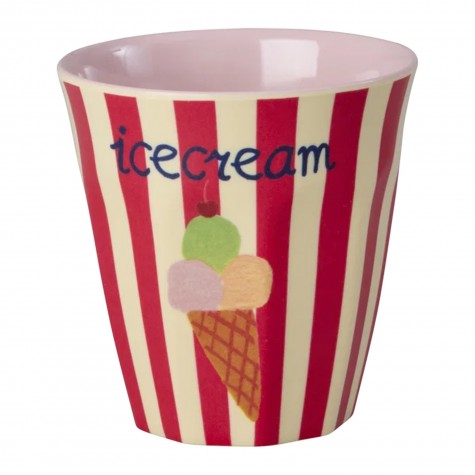 Bicchiere piccolo a righe rosse con stampa Icecream |
