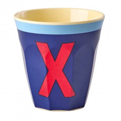 Bicchiere medio blu Royal con lettera X | Gallinasmilza