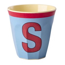 Bicchiere medio azzurro con lettera S | Gallinasmilza