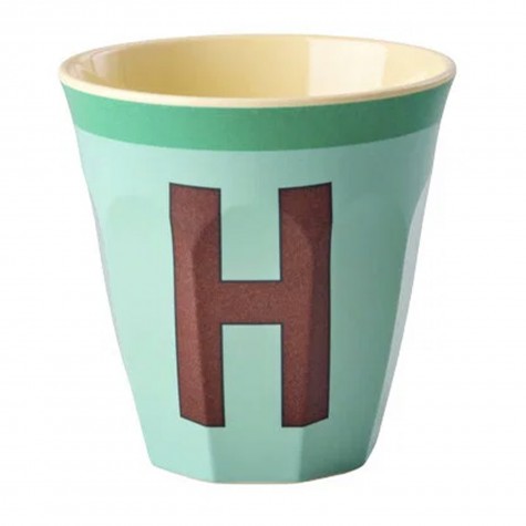 Bicchiere medio verde acqua con lettera H | Gallinasmilza