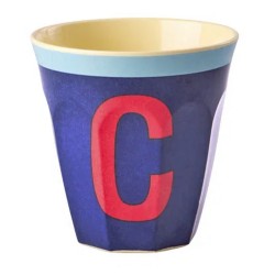Bicchiere medio blu Royal con lettera C | Gallinasmilza