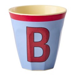 Bicchiere medio azzurro con lettera B | Gallinasmilza
