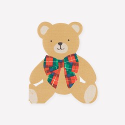 Tovaglioli di carta a forma di orsetto con fiocco tartan |