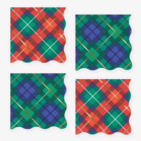 Tovagliolini di carta natalizi con stampa tartan | Gallinasmilza