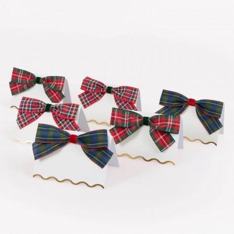 Segnaposti natalizi con fiocchi tartan | Gallinasmilza