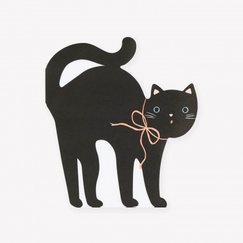 Tovaglioli di carta di Halloween a forma di gatto nero |