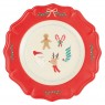 Piatto piano in melamina Jolly Christmas con bordo rosso |