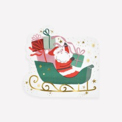 Tovaglioli di carta con stampa slitta di Babbo Natale |