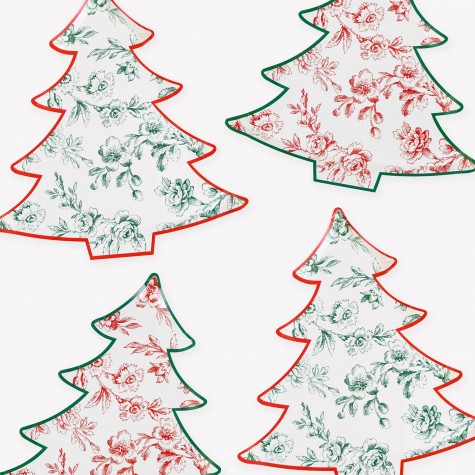 Piatti di carta a forma di albero natalizio Toile de Jouy |