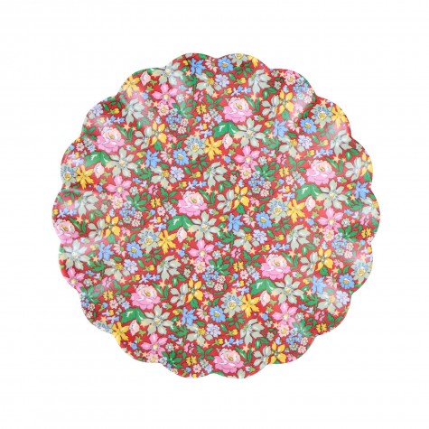 Piattino da dolce in melamina rossa con fiori Meri Meri x