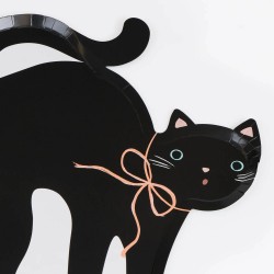 Piatti di carta di Halloween a forma di gatto nero | 2