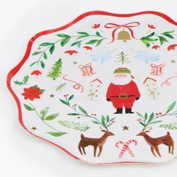 Piatti di carta con bordo ondulato e Babbo Natale | 2