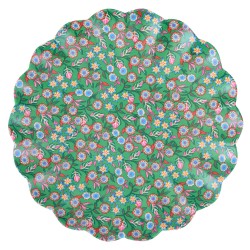 Piatto piano in melamina verde floreale Meri Meri x Liberty |