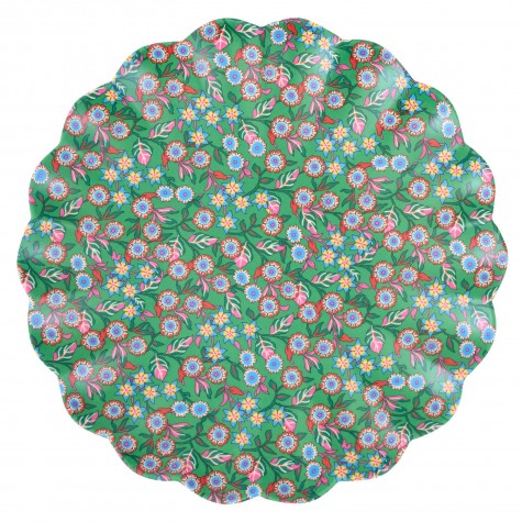 Piatto piano in melamina verde floreale Meri Meri x Liberty |