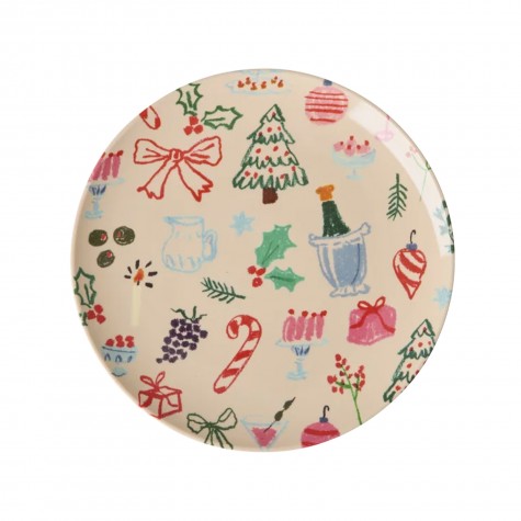 Piattino da dolce con stampa Happy Xmas