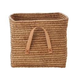 Cesta portaoggetti in rafia con manici